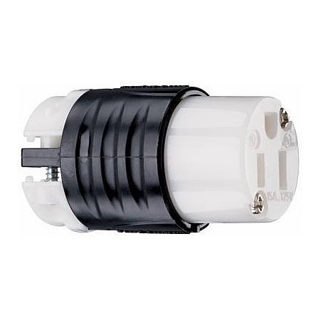 Pass & Seymour Straight Blade Connector, 5-15R, 15 A, 125V AC, 2 Pole, 3 Wire, Black, White PS5269XCCV4
